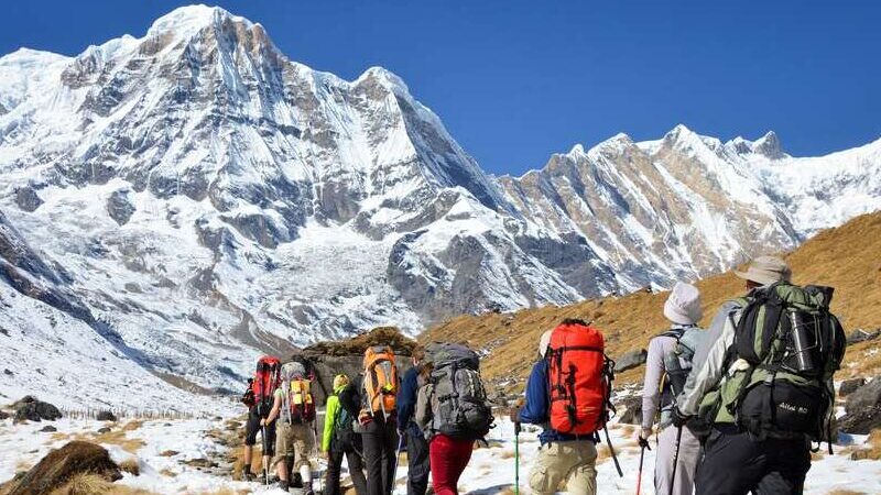 Annapurna Base Camp Trekkers on the way to Annapurna Base Camp